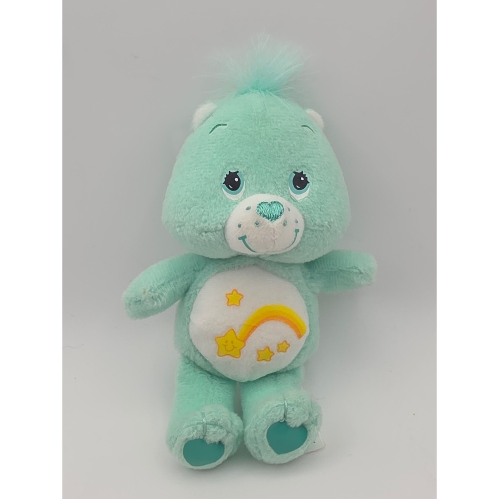 Care Bears Wish Bear 6in Mint Green Excellent 2004 Play Along Plush Toy